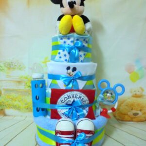 Diaper cake Mickey VIP τουρτα από πάνες 4όροφη μωρότουρτα