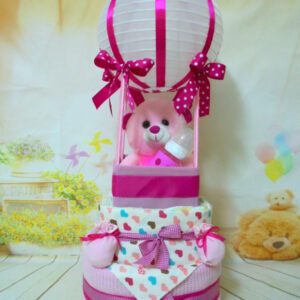 Diaper cake Αεροστατο ροζ