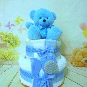 Diaper cake sweet Teddy blue 2όροφη τουρτοπάνα