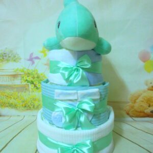 Δελφινάκι 3όροφη μωρότουρτα diaper cake
