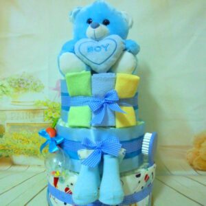 Diapercake Μπλε αρκουδάκι 3όροφη μωρότουρτα