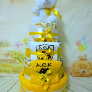 Diaper cake AEK 4όροφη μωρότουρτα