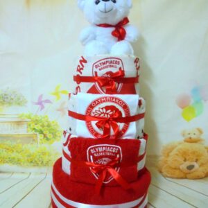 Diaper cake Ολυμπιακός 4όροφη μωρότουρτα