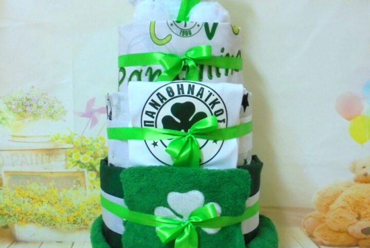 Diapercake ΠΑΟ 4όροφη μωροτουρτα