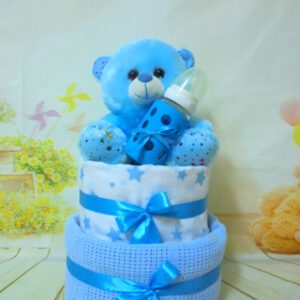 lovely baby blue 2όροφη μωρότουρτα summer