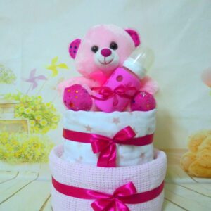 lovely baby pink 2όροφη μωρότουρτα summer