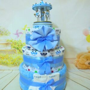 Μουσικό καρουζέλ μπλε 3όροφη μωρότουρτα