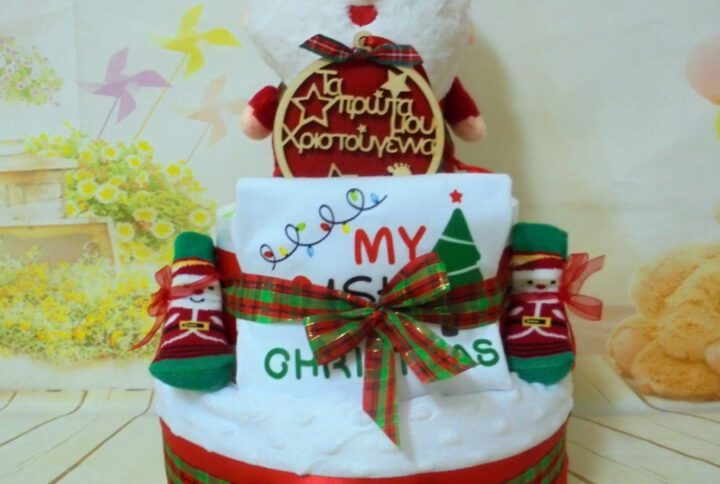 Τα πρώτα μου Χριστούγεννα 2όροφη μωρότουρτα