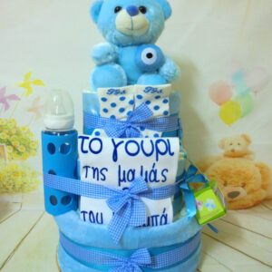 Το γούρι 3όροφη μωρότουρτα μπλε