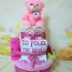 το γούρι 3όροφη μωρότουρτα ροζ