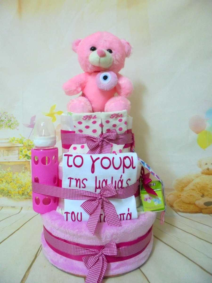 το γούρι 3όροφη μωρότουρτα ροζ