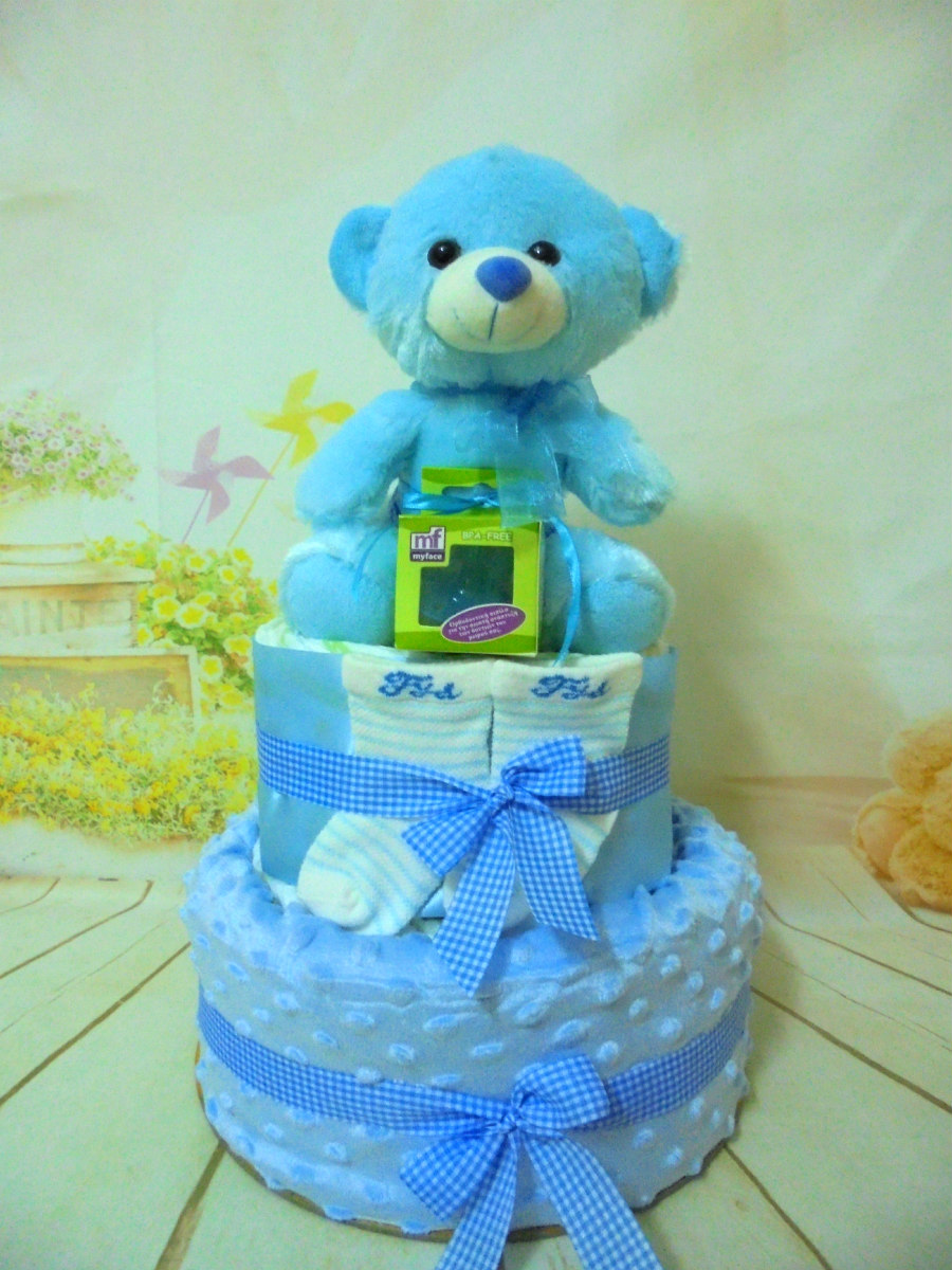 Blue baby love 2όροφη μωρότουρτα