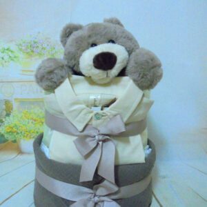 Choco bear organic diaper cake 2όροφη μωρτουρτα
