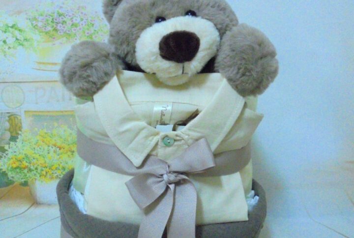 Choco bear organic diaper cake 2όροφη μωρτουρτα