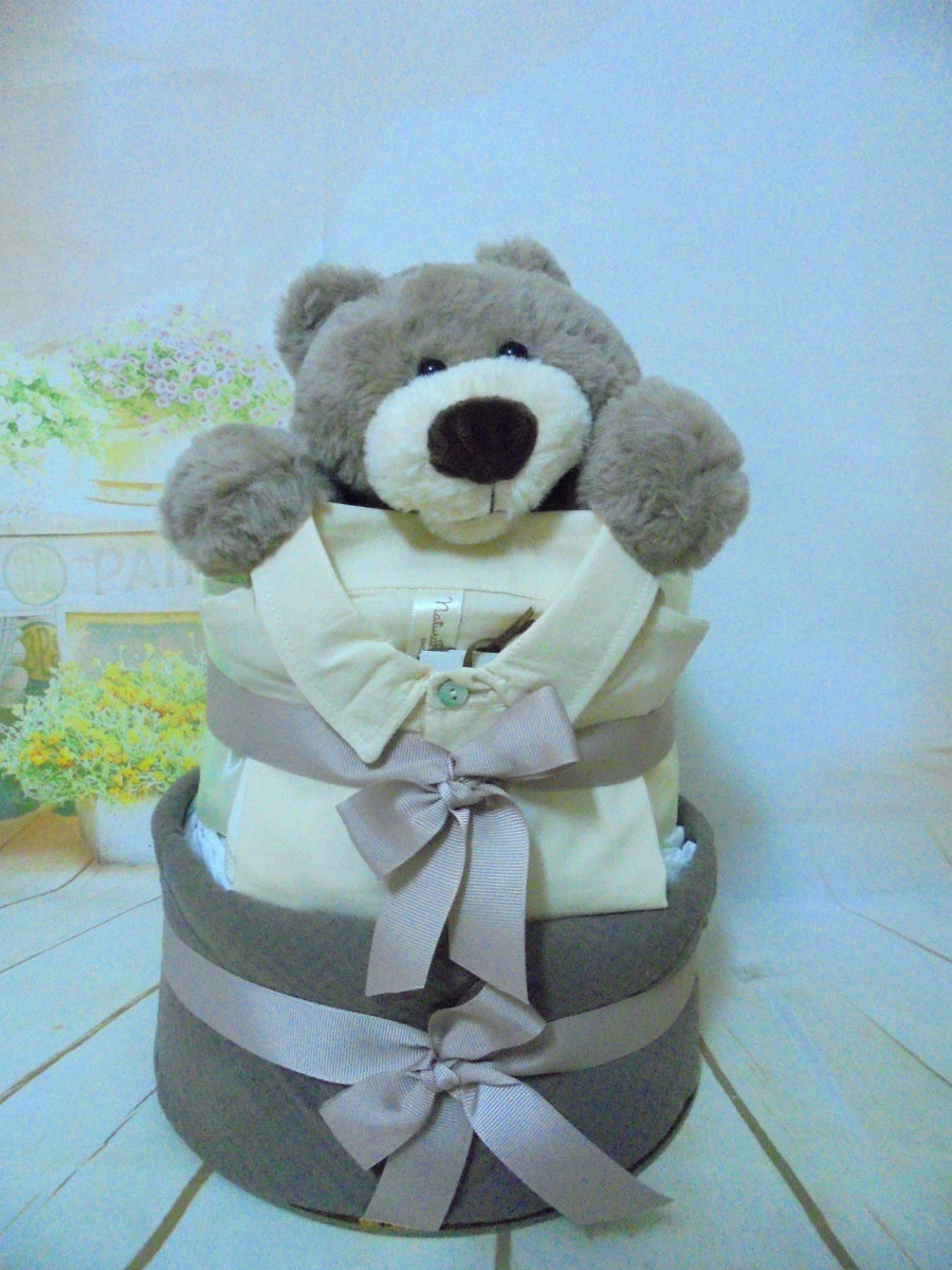 Choco bear organic diaper cake 2όροφη μωρτουρτα