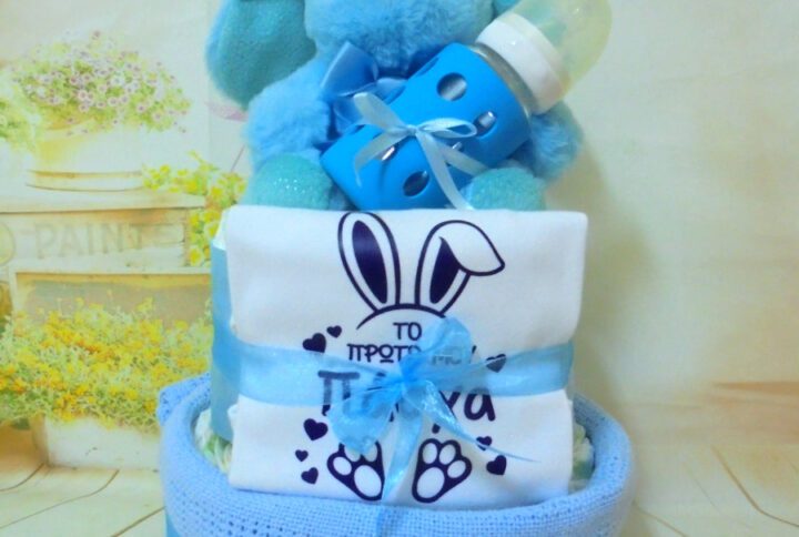 Το πρώτο μου Πάσχα 2όροφη μωρότουρτα μπλε