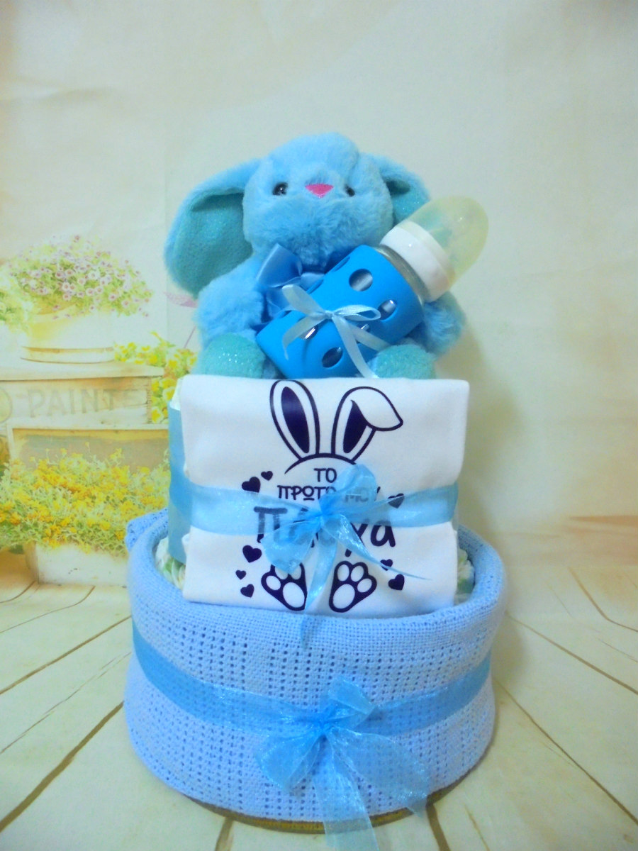 Το πρώτο μου Πάσχα 2όροφη μωρότουρτα μπλε