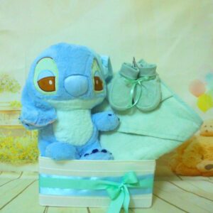 Baby Gift Box Stitch Organic Cotton με λούτρινο Stitch και βρεφικά είδη από οργανικό βαμβάκι