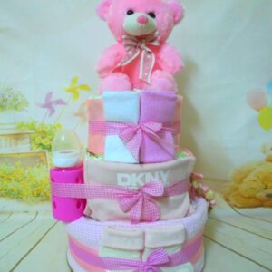 Pink bear VIP 3όροφη τούρτα από πάνες