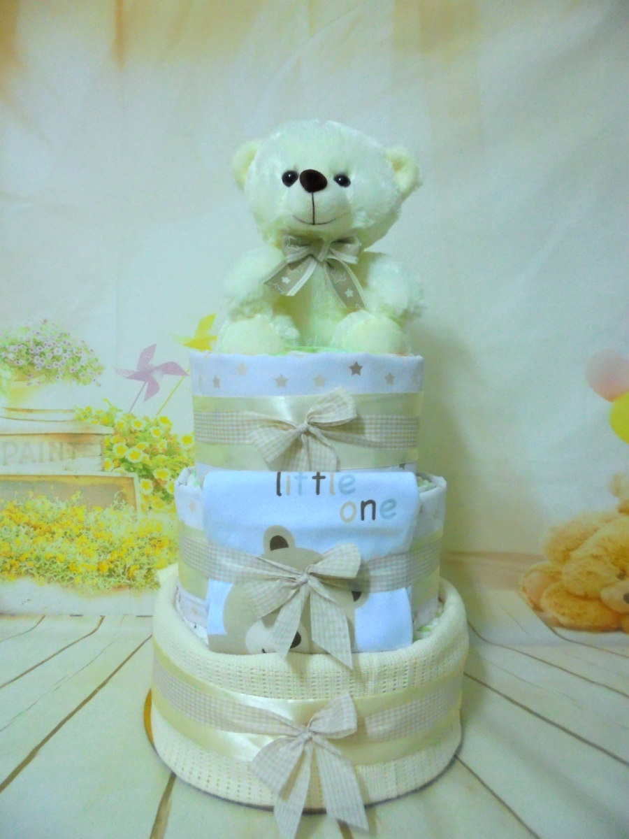 Welcome little one unisex 3όροφη τούρτα από πάνες